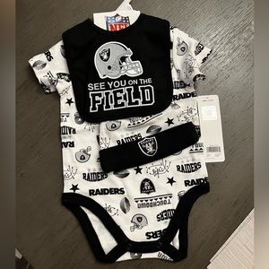 Raiders Baby 3 piece Onsie set 3-6m